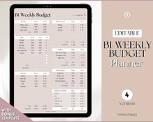 Load image into Gallery viewer, Editable Biweekly Budget Planner Template |  Printable Paycheck Tracker, Finance Planner, Zero Based Budget Binder | Lux
