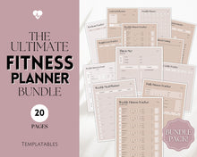 Load image into Gallery viewer, Fitness Planner Ultimate Bundle | Weight Loss, Workout, Fitness, Wellnes &amp; Health, Meal Planner, Self Care, Habit Tracker | Lux
