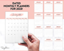 Load image into Gallery viewer, 2023 Monthly Calendar Printable | 12 Month Desk Calendar Planner | Portrait Pink Watercolor
