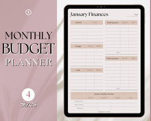 Load image into Gallery viewer, Monthly Budget Planner Printable | Financial Income, Expenses, Debt, Paycheck &amp; Savings Tracker Template | Lux
