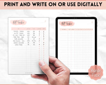 Load image into Gallery viewer, Bill Payment Tracker Printable | Monthly Bill Organizer, Checklist &amp; Calendar | Pink Watercolor
