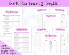 Load image into Gallery viewer, EDITABLE 75 SOFT Challenge Tracker | 75soft Printable Challenge, Fitness &amp; Health Planner | Purple Watercolor
