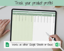 Load image into Gallery viewer, Etsy Fee and Profit Calculator | Pricing Spreadsheet for Small Business &amp; Etsy Sellers | Green
