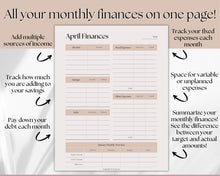 Load image into Gallery viewer, Monthly Budget Planner Printable | Financial Income, Expenses, Debt, Paycheck &amp; Savings Tracker Template | Lux
