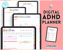 Load image into Gallery viewer, ADHD Digital Planner - Daily Planner for Neurodivergent Adults | Brain Dump Template, To Do List, Cleaning, Symptom Tracker for GoodNotes &amp; iPad | Pastel Rainbow
