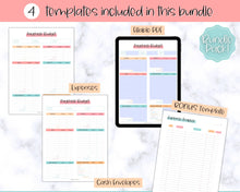 Load image into Gallery viewer, Editable Paycheck Budget Planner Template | Printable Paycheck Tracker, Finance Planner, Zero Based Budget Binder | Colorful Sky
