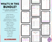 Load image into Gallery viewer, ADHD Digital Planner - Daily Planner for Neurodivergent Adults | Brain Dump Template, To Do List, Cleaning, Symptom Tracker for GoodNotes &amp; iPad | Pastel Rainbow
