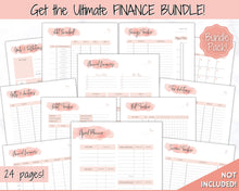 Load image into Gallery viewer, Bill Payment Tracker Printable | Monthly Bill Organizer, Checklist &amp; Calendar | Pink Watercolor
