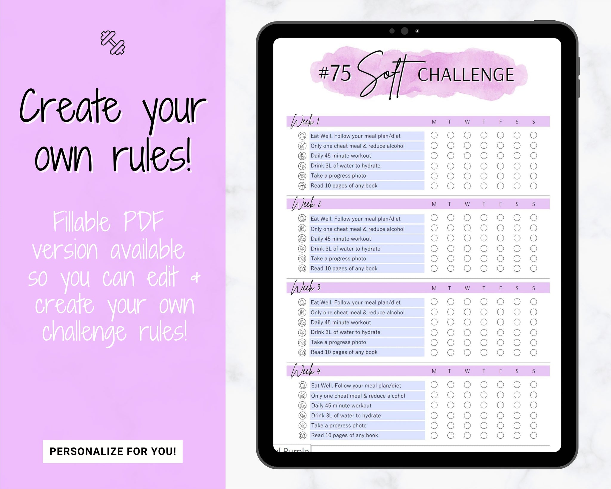 75 Hard Challenge Rules & PDF Planner