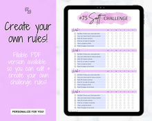 Load image into Gallery viewer, EDITABLE 75 SOFT Challenge Tracker | 75soft Printable Challenge, Fitness &amp; Health Planner | Purple Watercolor
