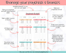 Load image into Gallery viewer, Editable Paycheck Budget Planner Template | Printable Paycheck Tracker, Finance Planner, Zero Based Budget Binder | Colorful Sky
