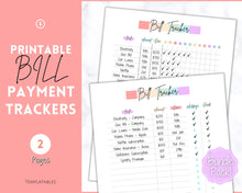 Load image into Gallery viewer, Bill Payment Tracker Printable | Monthly Bill Organizer, Checklist &amp; Calendar | Pastel Rainbow
