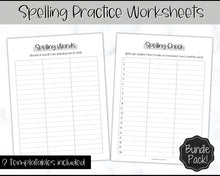 Load image into Gallery viewer, Spelling Practice Worksheet Templates for Spelling Word Tests | Mono
