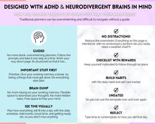 Load image into Gallery viewer, ADHD Digital Planner - Daily Planner for Neurodivergent Adults | Brain Dump Template, To Do List, Cleaning, Symptom Tracker for GoodNotes &amp; iPad | Pastel Rainbow
