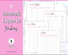 Load image into Gallery viewer, Savings Tracker BUNDLE | Income, Expenses, Savings &amp; Bill Tracker Printables, Personal Finance Planner Binder | Brit Pink
