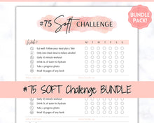 Load image into Gallery viewer, EDITABLE 75 SOFT Challenge Tracker | 75soft Printable Challenge, Fitness &amp; Health Planner | Pink Watercolor
