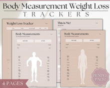 Load image into Gallery viewer, Weight Loss Tracker &amp; Body Measurement Fitness Planner Printable Template | Lux
