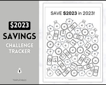 Load image into Gallery viewer, Save 2023 in 2023 Savings Tracker | 2k Savings Challenge Printable | Mono
