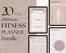 Load image into Gallery viewer, Fitness Planner Ultimate Bundle | Weight Loss, Workout, Fitness, Wellnes &amp; Health, Meal Planner, Self Care, Habit Tracker | Lux
