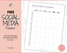 Load image into Gallery viewer, FREE - Social Media Planner Printable for Marketing | Weekly Tracker for Instagram, YouTube, Facebook, Pinterest &amp; Blogs
