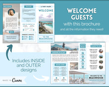 Load image into Gallery viewer, Airbnb Trifold Welcome Book Template | Editable Canva Welcome Guide for Vacation Rentals | Blue
