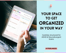 Load image into Gallery viewer, ADHD Digital Planner - Daily Planner for Neurodivergent Adults | Brain Dump Template, To Do List, Cleaning, Symptom Tracker for GoodNotes &amp; iPad | Pastel Rainbow
