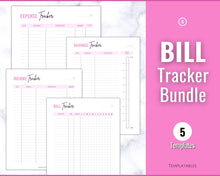 Load image into Gallery viewer, Savings Tracker BUNDLE | Income, Expenses, Savings &amp; Bill Tracker Printables, Personal Finance Planner Binder | Brit Pink
