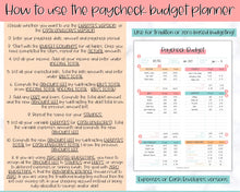 Load image into Gallery viewer, Editable Paycheck Budget Planner Template | Printable Paycheck Tracker, Finance Planner, Zero Based Budget Binder | Colorful Sky
