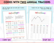 Load image into Gallery viewer, Annual Budget Tracker | Bill, Expenses, Income &amp; Savings Tracker | Pastel Rainbow
