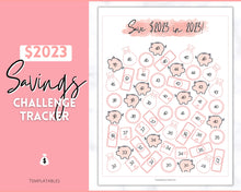 Load image into Gallery viewer, Save 2023 in 2023 Savings Tracker | 2k Savings Challenge Printable | Pink Watercolor
