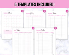 Load image into Gallery viewer, Savings Tracker BUNDLE | Income, Expenses, Savings &amp; Bill Tracker Printables, Personal Finance Planner Binder | Brit Pink
