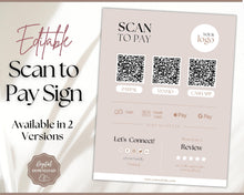 Load image into Gallery viewer, Scan to Pay Sign Shop Logo Editable Sign | QR Code Payment Sign for Small Businesses | Lux
