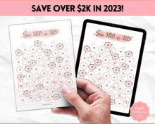 Load image into Gallery viewer, Save 2023 in 2023 Savings Tracker | 2k Savings Challenge Printable | Pink Watercolor
