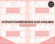 Load image into Gallery viewer, Fitness Planner Ultimate Bundle | Weight Loss, Workout, Fitness, Wellnes &amp; Health, Meal Planner, Self Care, Habit Tracker | Pink Watercolor
