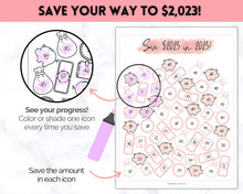 Load image into Gallery viewer, Save 2023 in 2023 Savings Tracker | 2k Savings Challenge Printable | Pink Watercolor
