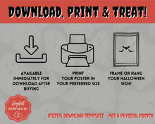 Load image into Gallery viewer, Halloween Trick or Treat sign | &#39;Please Take One&#39; Printable Candy Treat Poster | Red
