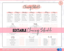 Load image into Gallery viewer, Editable Cleaning Schedule &amp; Housekeeping Checklist for House Chores | Pink Watercolor Bundle
