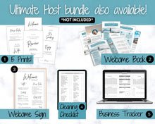 Load image into Gallery viewer, Airbnb Trifold Welcome Book Template | Editable Canva Welcome Guide for Vacation Rentals | Blue
