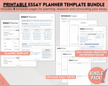 Load image into Gallery viewer, Essay Planner Printable BUNDLE for Students | Essay Writing Template for College Assignment, School, Homework &amp; Projects | Minimalist
