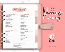 Load image into Gallery viewer, Wedding Planner Printable BUNDLE | Wedding Binder, Checklist, Budget, Wedding Day Schedule &amp; To Do List Planner Book | Pink Watercolor
