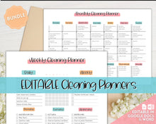 Load image into Gallery viewer, EDITABLE Cleaning Planner, Cleaning Checklist &amp; Cleaning Schedule | Weekly House Chores, Clean Home Routine, Monthly Cleaning List | Colorful Sky
