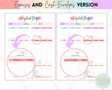 Load image into Gallery viewer, Editable Paycheck Budget Planner Template | Printable Paycheck Tracker, Finance Planner, Zero Based Budget Binder | Pastel Rainbow
