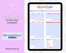 Load image into Gallery viewer, Editable Paycheck Budget Planner Template | Printable Paycheck Tracker, Finance Planner, Zero Based Budget Binder | Pastel Rainbow
