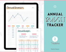 Load image into Gallery viewer, Annual Budget Tracker | Bill, Expenses, Income &amp; Savings Tracker | Colorful Sky
