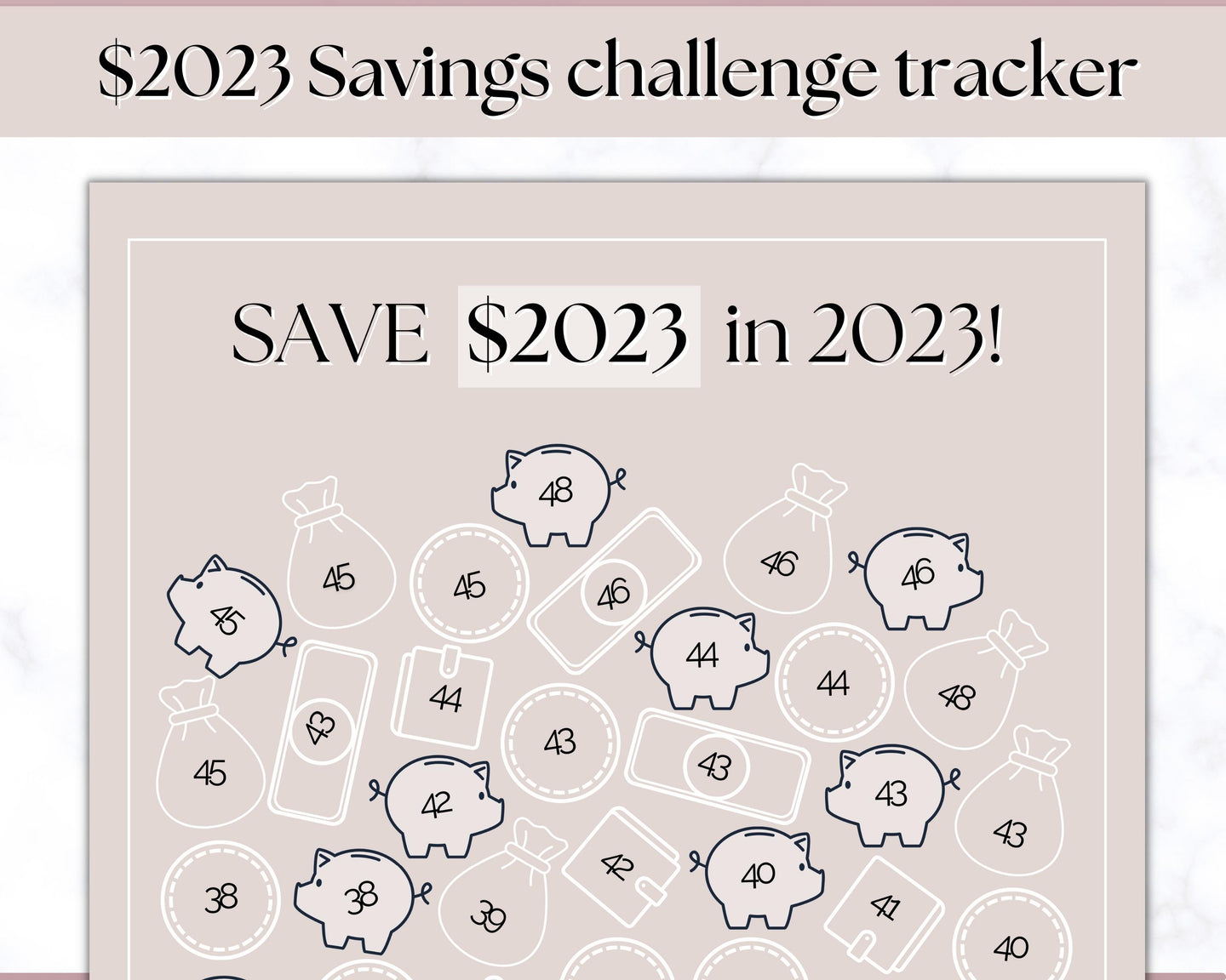 Save 2023 in 2023 Savings Tracker | 2k Savings Challenge Printable | Lux