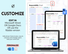 Load image into Gallery viewer, EDITABLE Responsibility Chart | Family Chore Chart, Weekly Adult Routine &amp; Reward Chart for Kids | Rainbow

