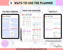 Load image into Gallery viewer, Editable Biweekly Budget Planner Template |  Printable Paycheck Tracker, Finance Planner, Zero Based Budget Binder | Pastel Rainbow
