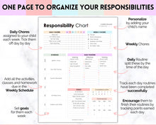 Load image into Gallery viewer, EDITABLE Responsibility Chart | Family Chore Chart, Weekly Adult Routine &amp; Reward Chart for Kids | Rainbow
