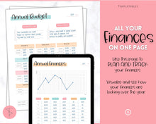 Load image into Gallery viewer, Annual Budget Tracker | Bill, Expenses, Income &amp; Savings Tracker | Colorful Sky
