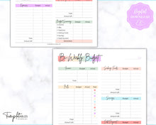 Load image into Gallery viewer, Editable Biweekly Budget Planner Template |  Printable Paycheck Tracker, Finance Planner, Zero Based Budget Binder | Pastel Rainbow
